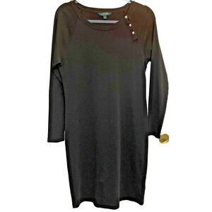 Lauren by Ralph Lauren‎ Green Label, Soft Black Knit Bodycon Midi Dress Size XL